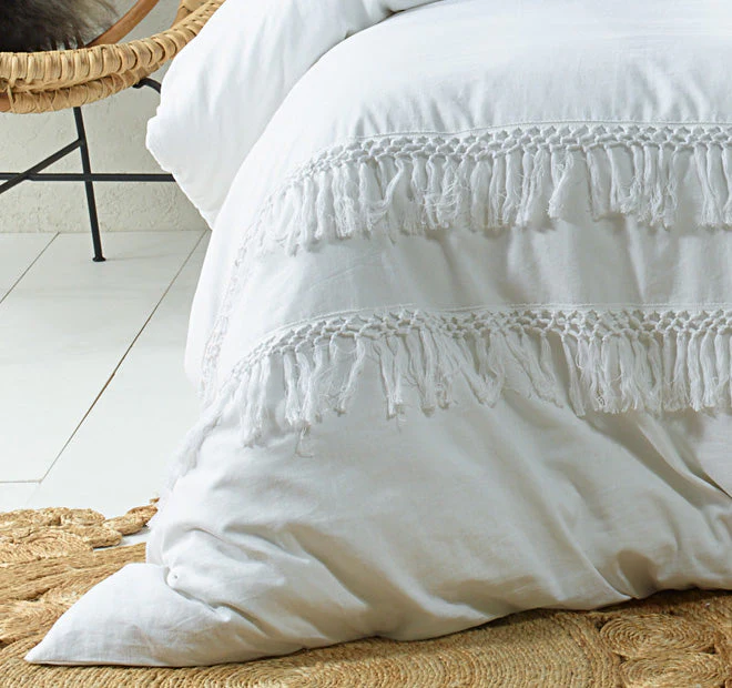 Boho Tassel Quilt Cover Set Range White - Image 3
