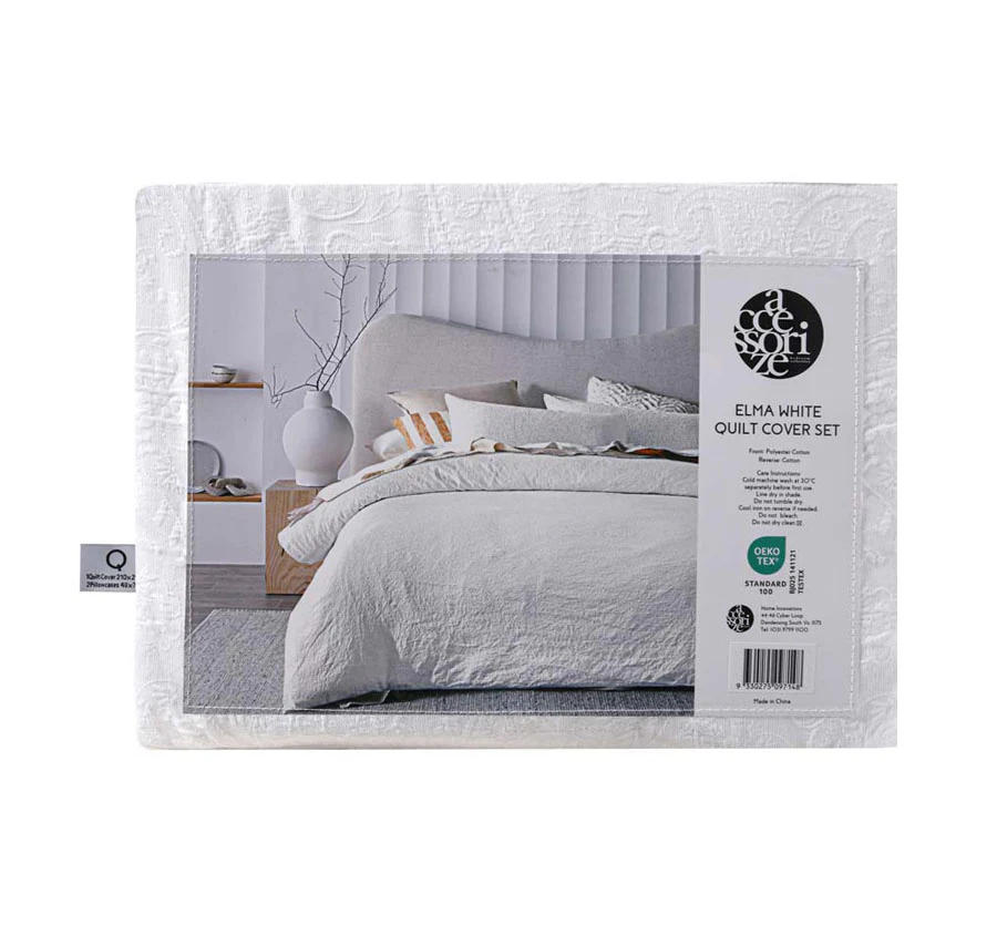 Elma Quilt Cover Set Range White - Image 4