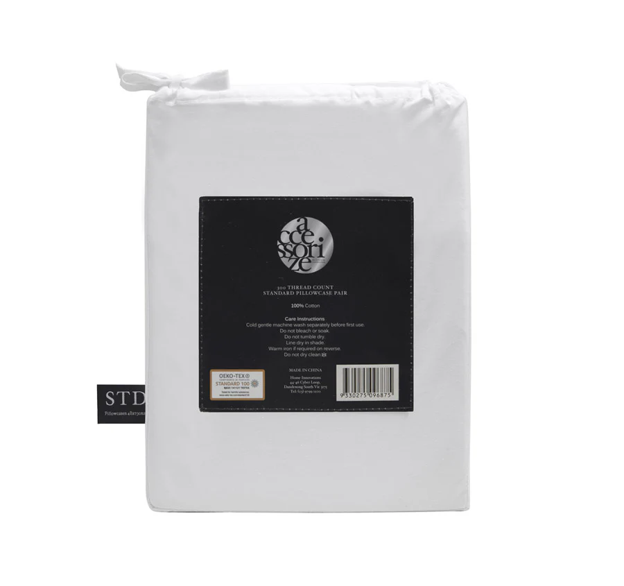 Hotel Deluxe Standard Pillowcase Pair White and Black - Image 4