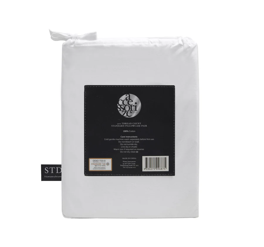 Hotel Deluxe Standard Tailored Pillowcase Pair White and Black - Image 4
