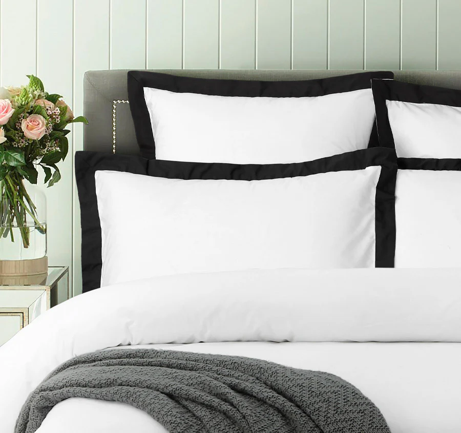 Hotel Deluxe Tailored Quilt Cover Set Range White and Black - Image 4