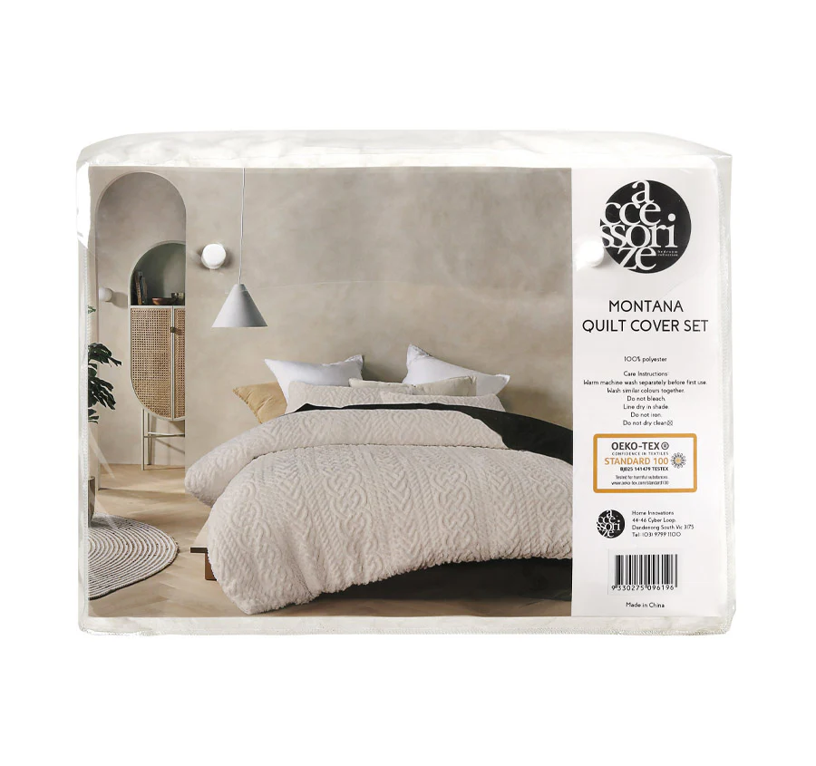 Montana Teddy Fleece Quilt Cover Set Range Cream - Image 7