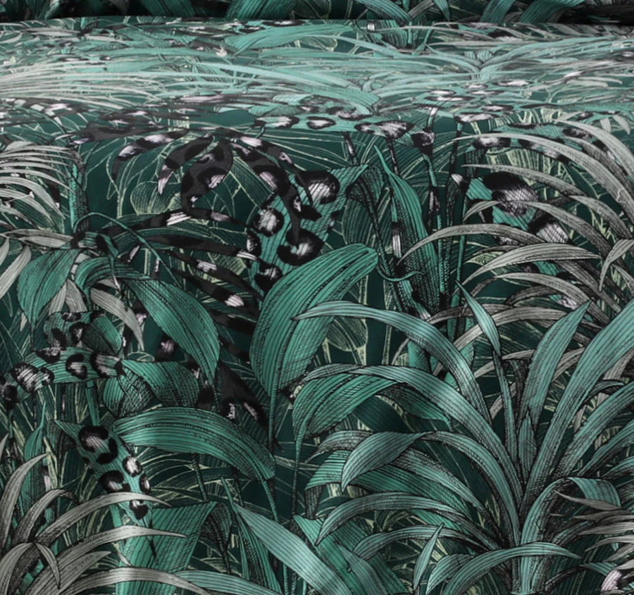 Palm Leopard Quilt Cover Set Range Green - Image 2