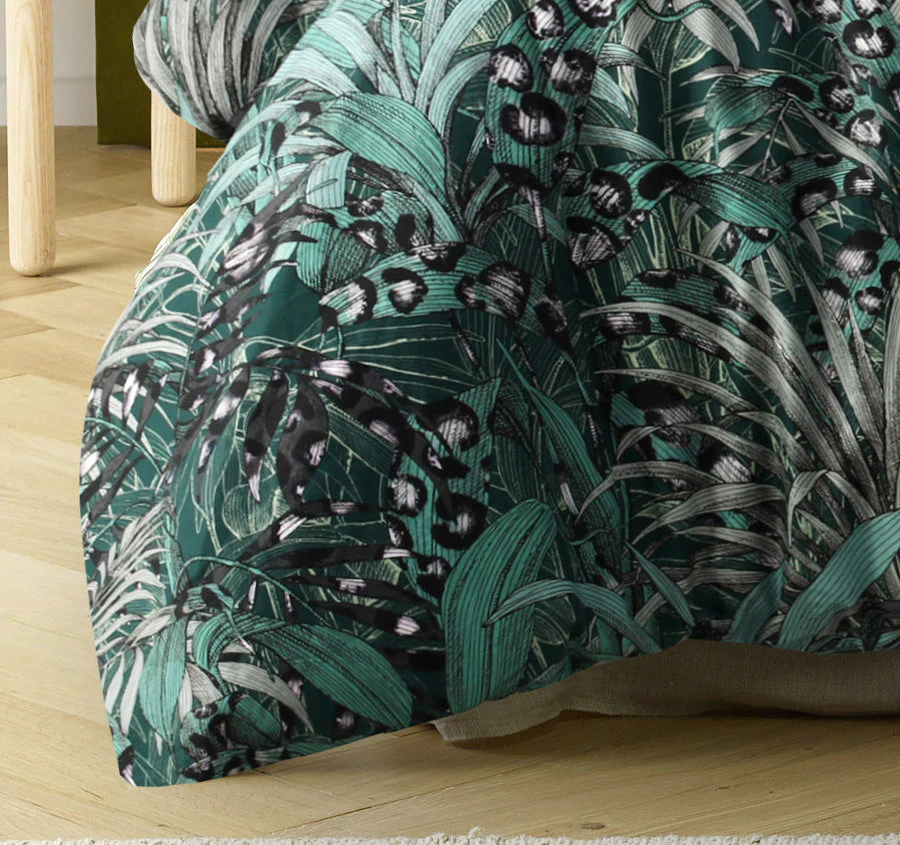 Palm Leopard Quilt Cover Set Range Green - Image 3
