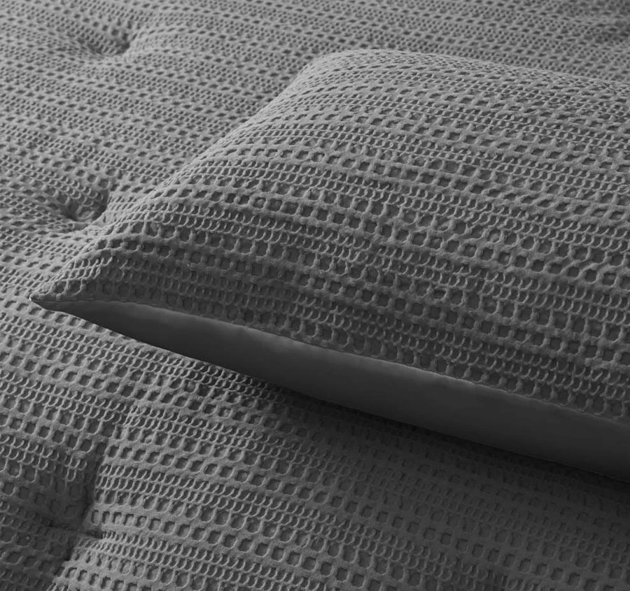 Soho Waffle Quilt Cover Set Range Dark Grey - Image 2