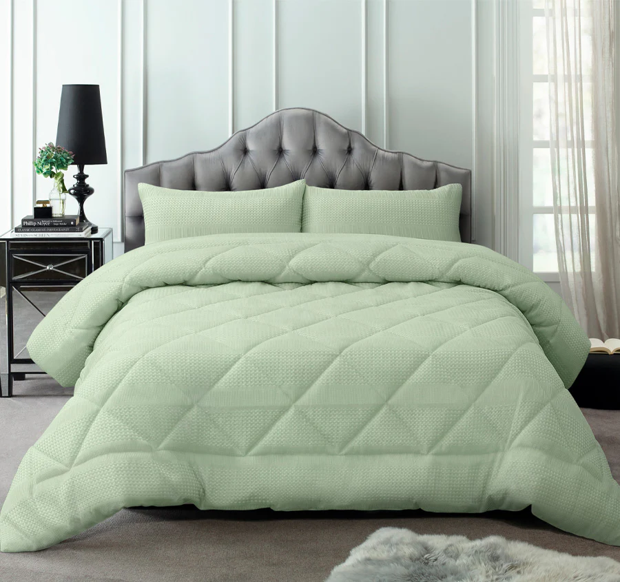 Waffle Stripe Comforter Set Range Sage