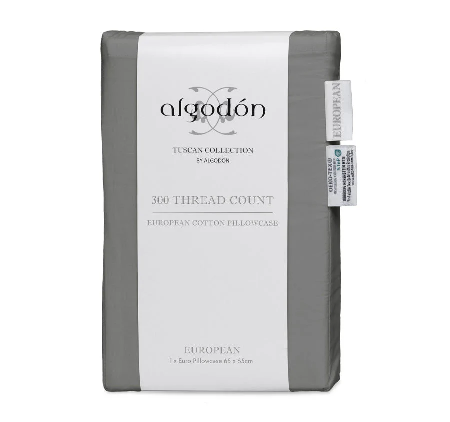 Tuscan Collection Cotton Percale European Pillowcase Charcoal - Image 3
