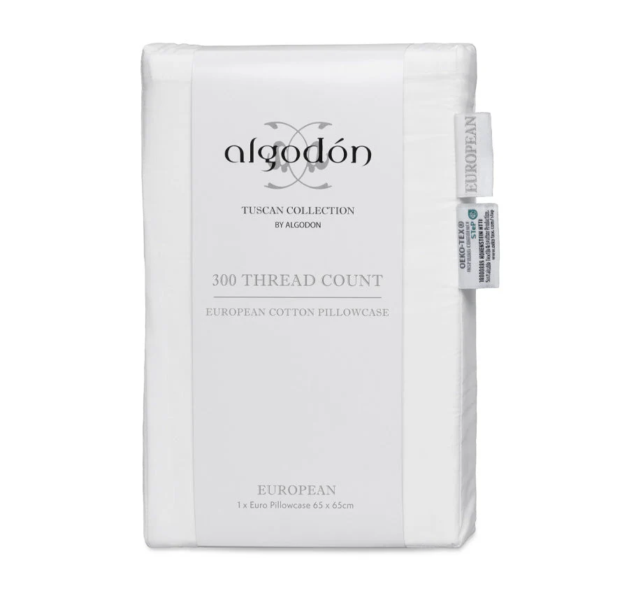Tuscan Collection Cotton Percale European Pillowcase White - Image 3
