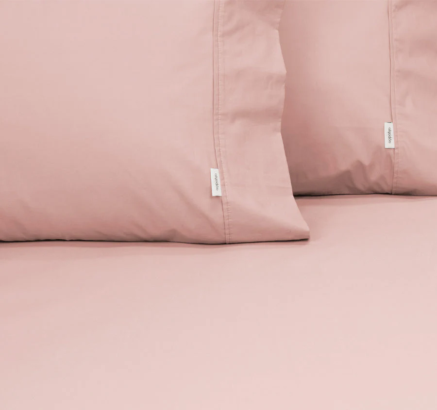 Tuscan Collection Cotton Percale Fitted Sheet Combo Set Range Blush - Image 3