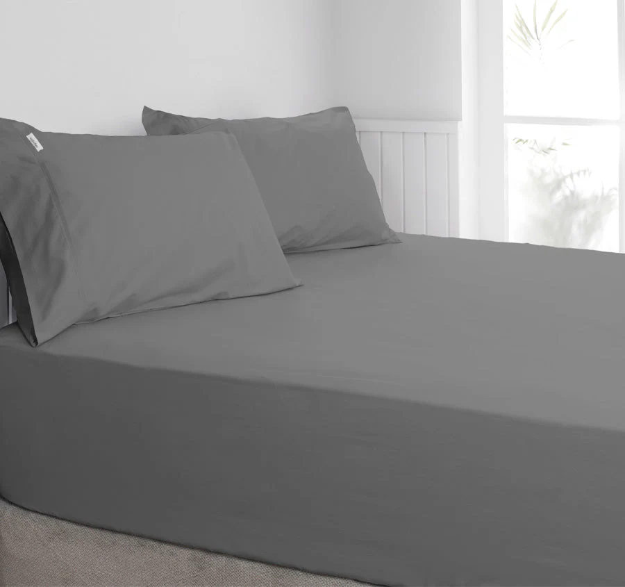 Tuscan Collection Cotton Percale Fitted Sheet Combo Set Range Charcoal