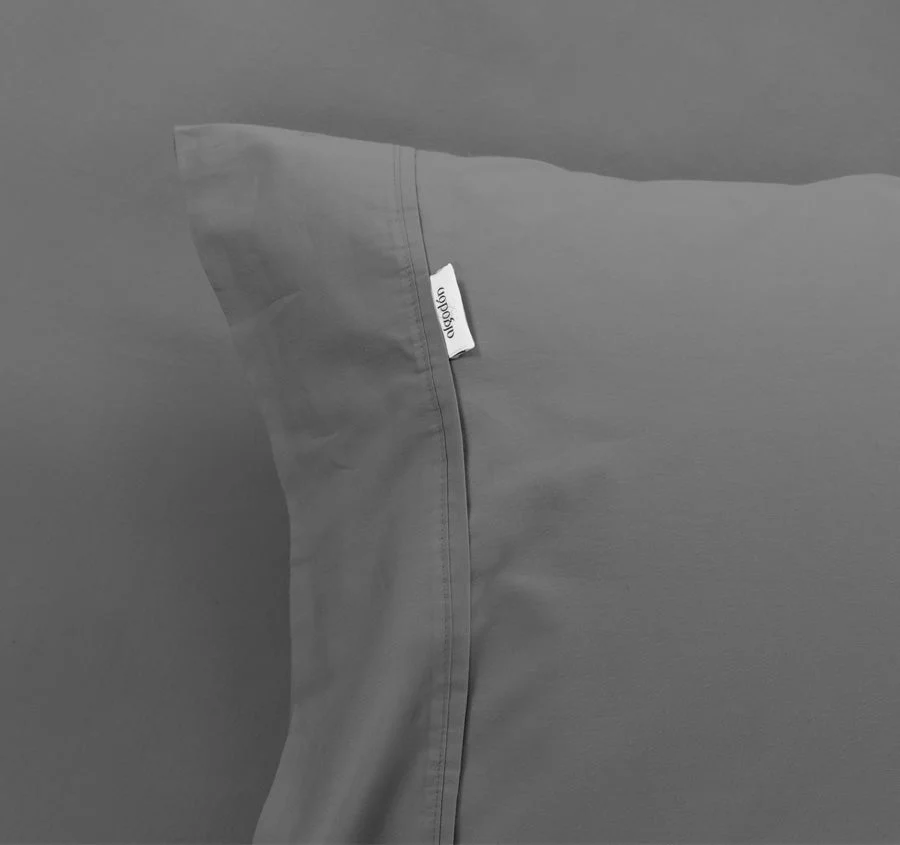 Tuscan Collection Cotton Percale Fitted Sheet Combo Set Range Charcoal - Image 2