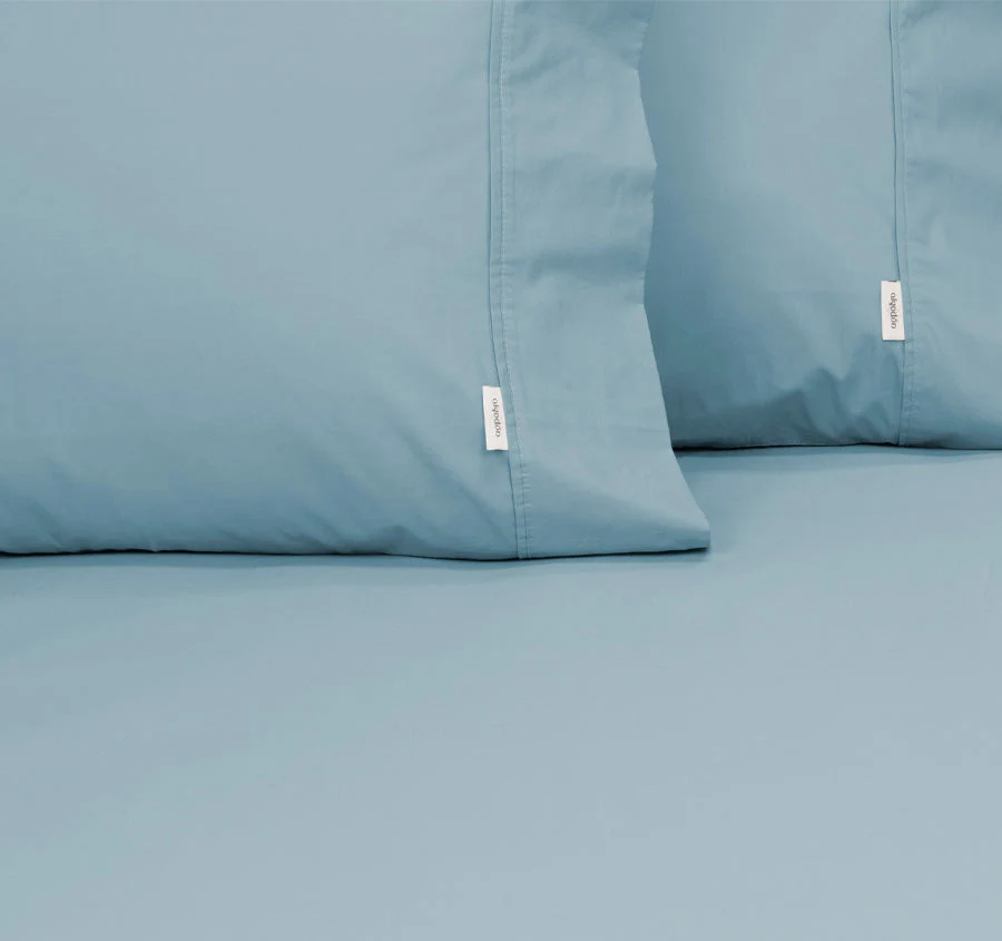 Tuscan Collection Cotton Percale Fitted Sheet Combo Set Range Faded Denim - Image 3