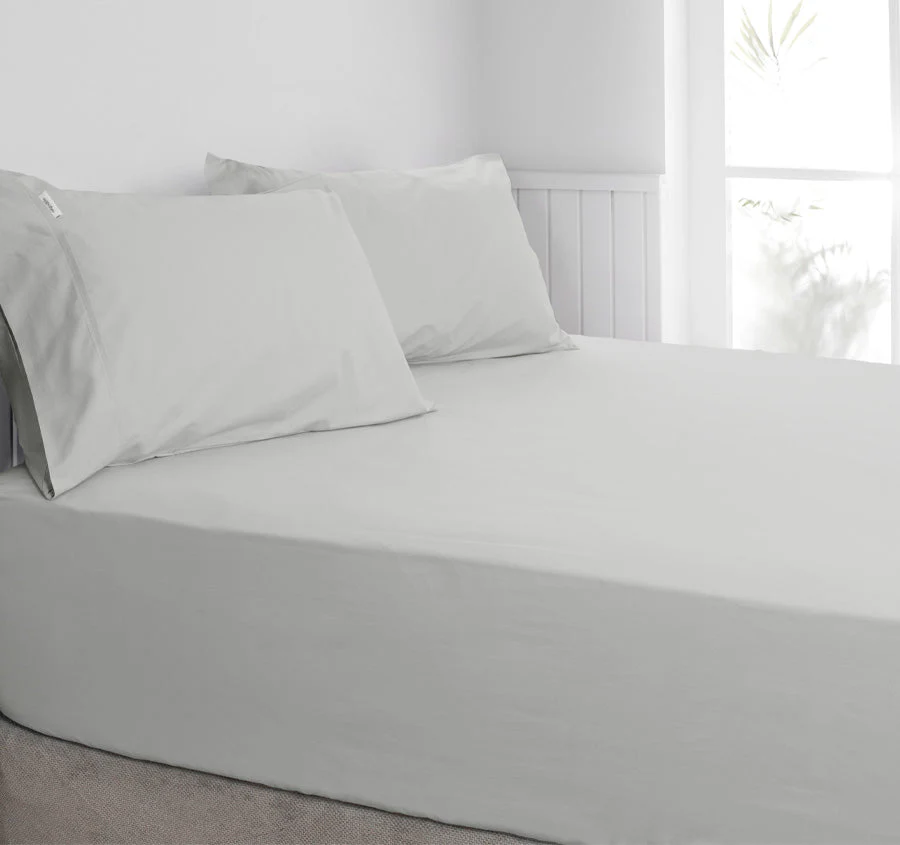 Tuscan Collection Cotton Percale Fitted Sheet Combo Set Range Silver