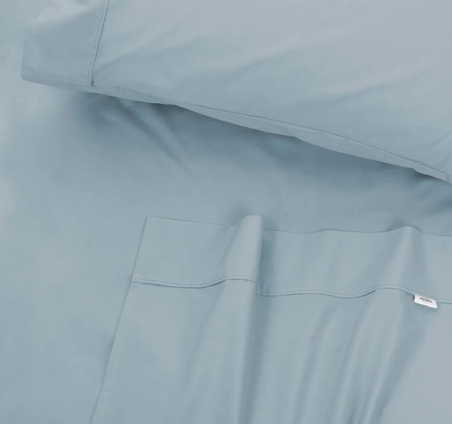 Tuscan Collection Cotton Percale Sheet Set Range Faded Denim - Image 3