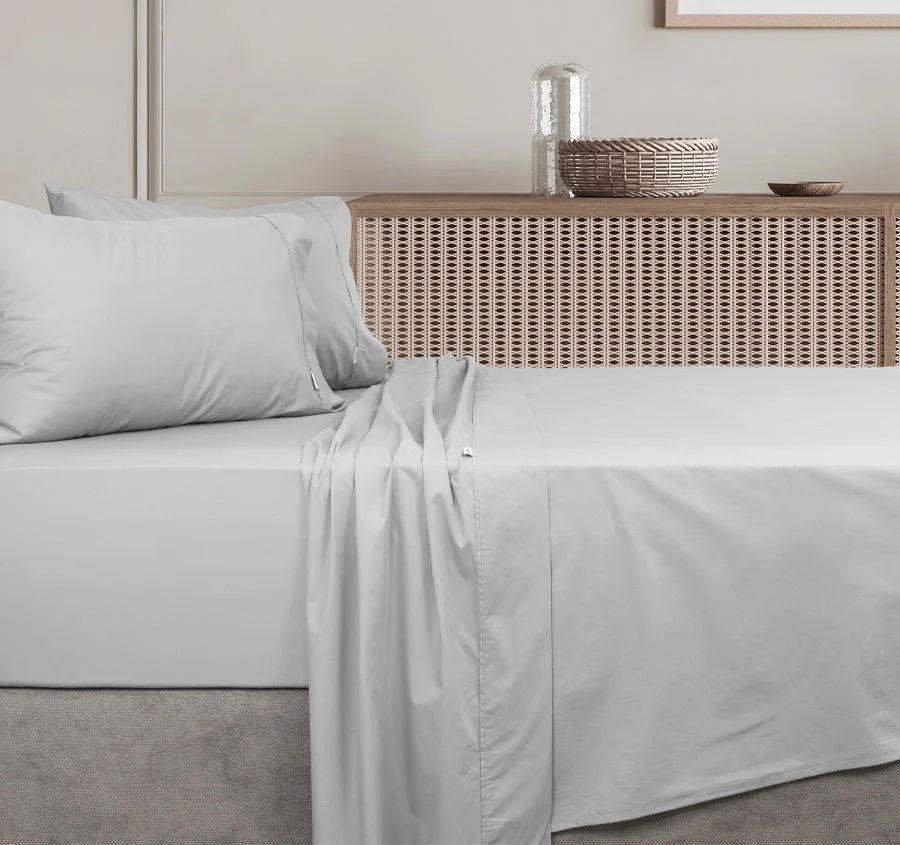 Tuscan Collection Cotton Percale Sheet Set Range Silver