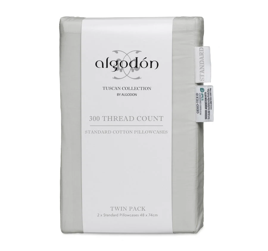 Tuscan Collection Cotton Percale Standard Pillowcase Pair Silver - Image 3