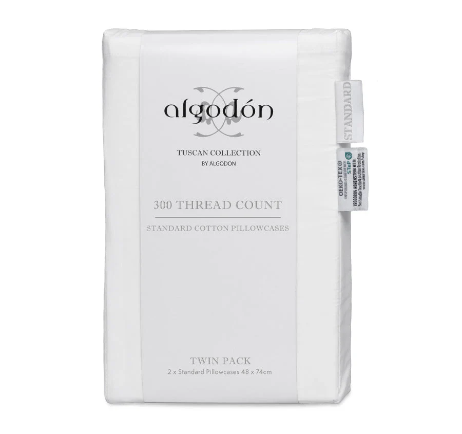 Tuscan Collection Cotton Percale Standard Pillowcase Pair White - Image 3
