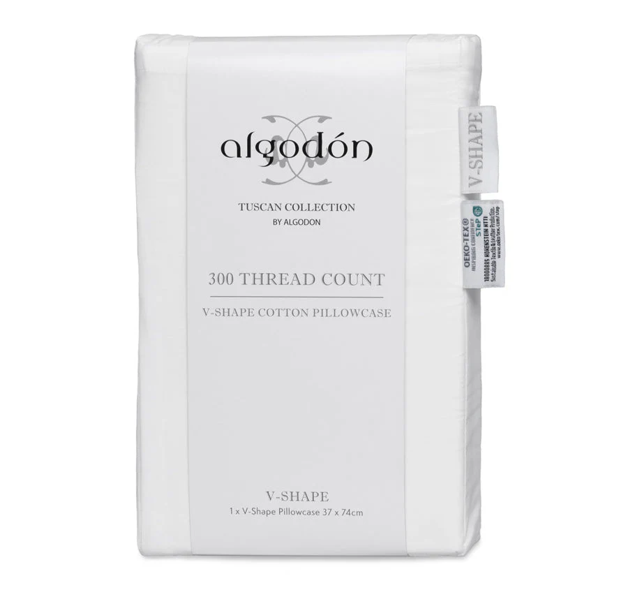 Tuscan Collection Cotton Percale V-Shape Pillowcase White - Image 3