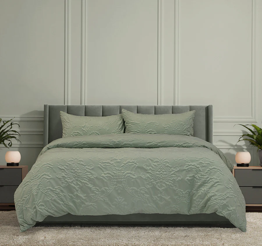 Adeline Quilt Cover Set Range Sage
