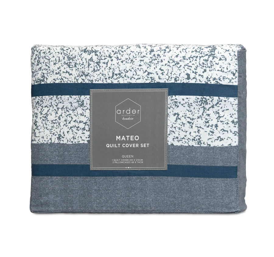 Mateo Quilt Cover Set Range Navy - Image 6