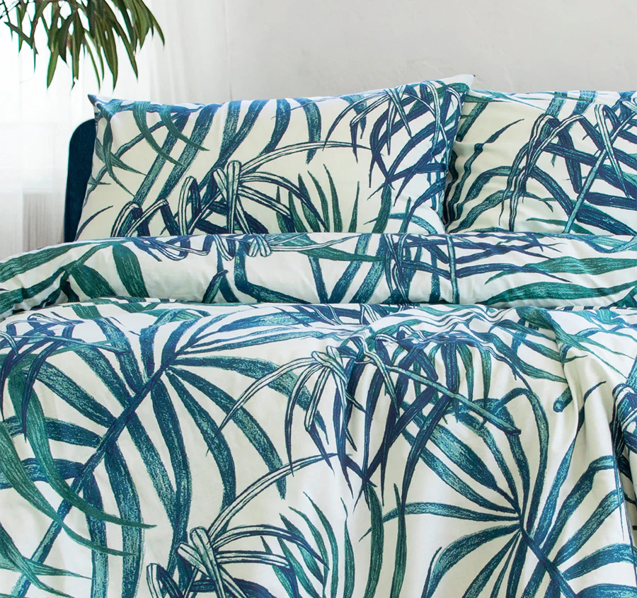 Paradise Palms Quilt Cover Set Range Blue - Image 5