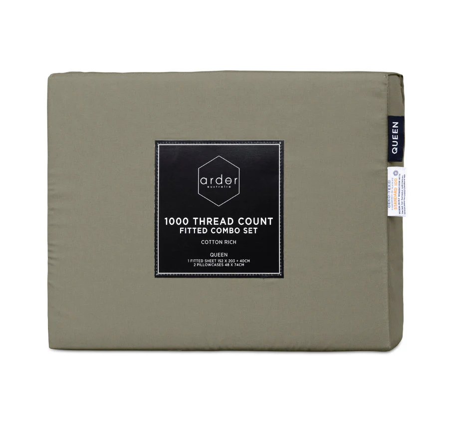 1000THC Cotton Rich Fitted Sheet Combo Range Khaki - Image 3