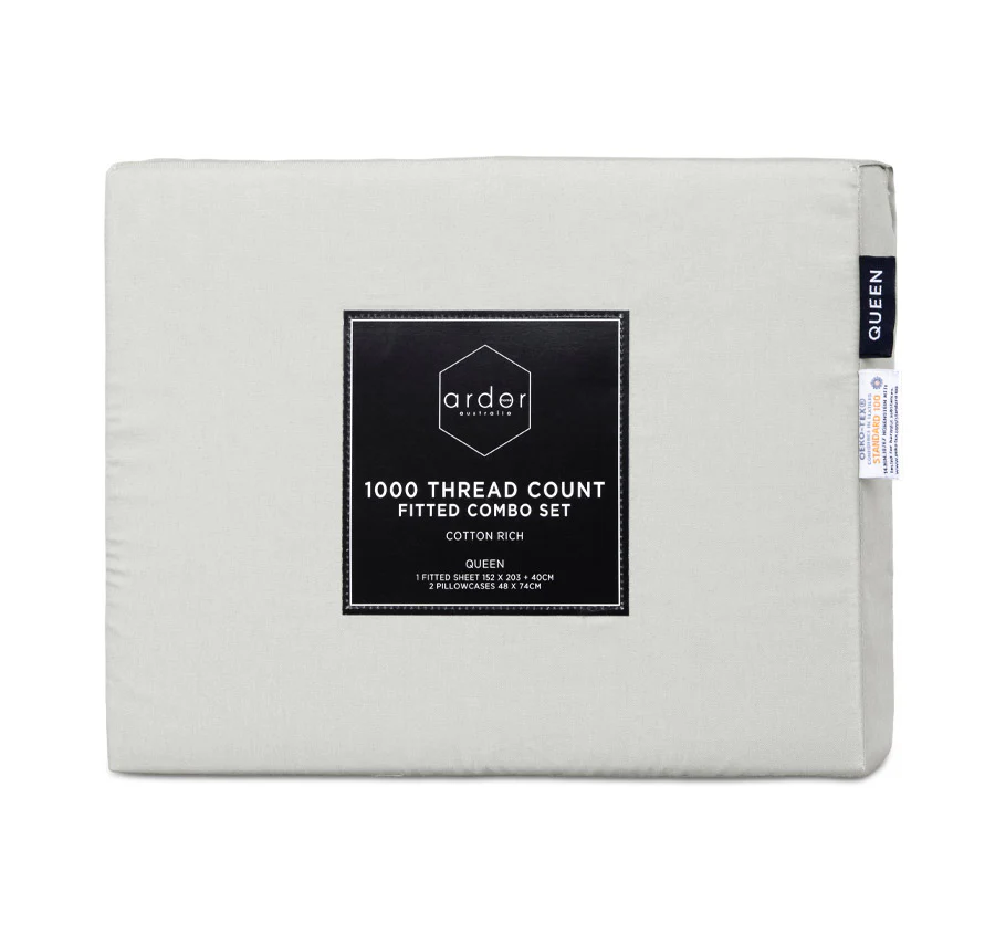 1000THC Cotton Rich Fitted Sheet Combo Range Silver - Image 3