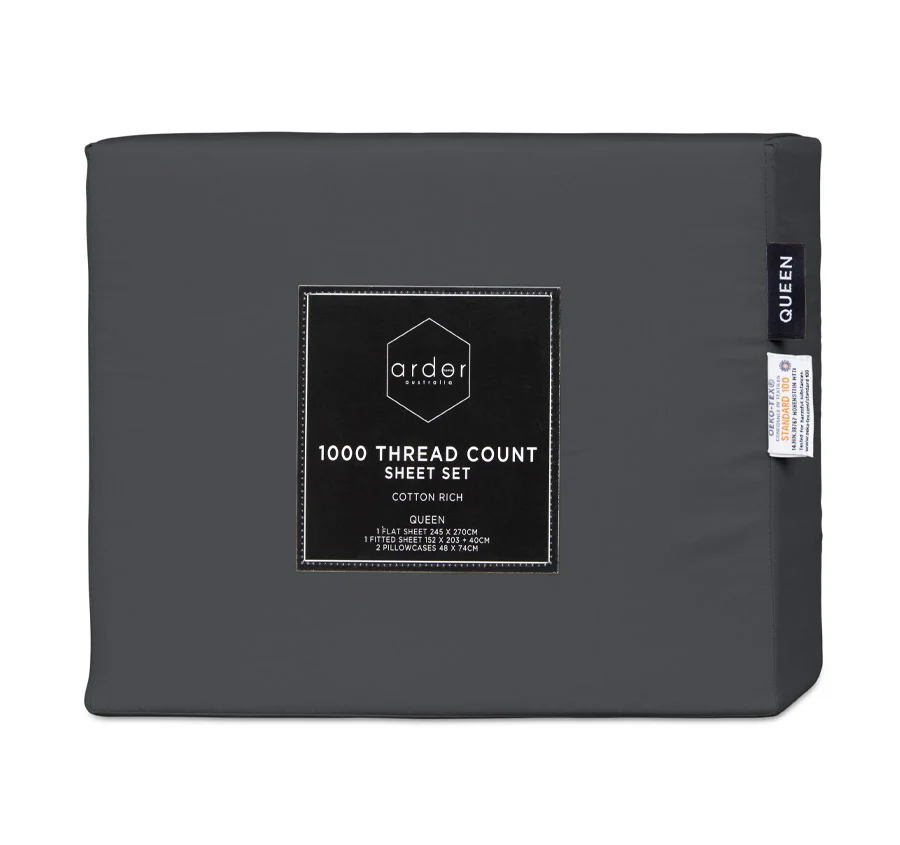 1000THC Cotton Rich Sheet Set Range Charcoal - Image 3