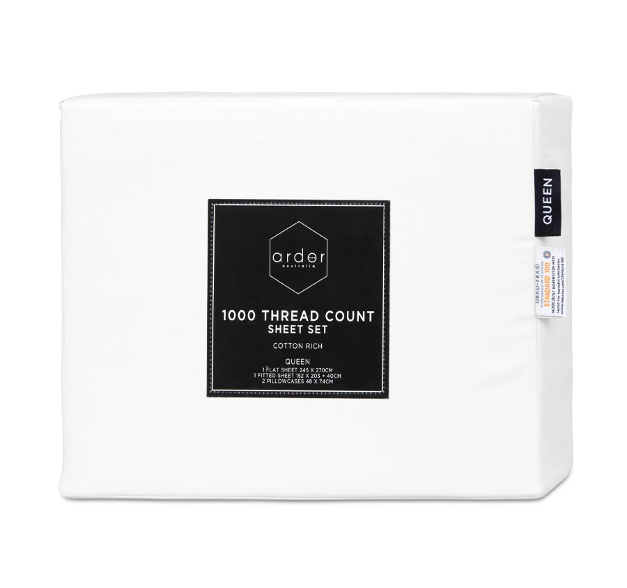 1000THC Cotton Rich Sheet Set Range White - Image 3