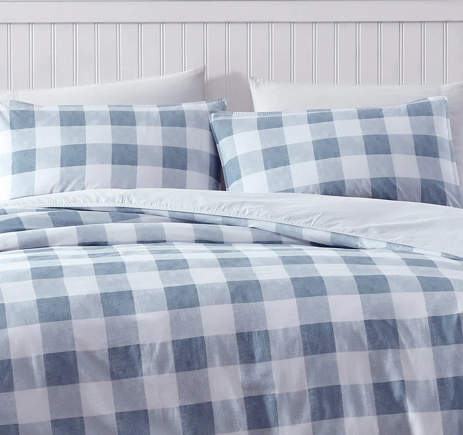 Ayre Check Quilt Cover Set Range Chambray - Image 4