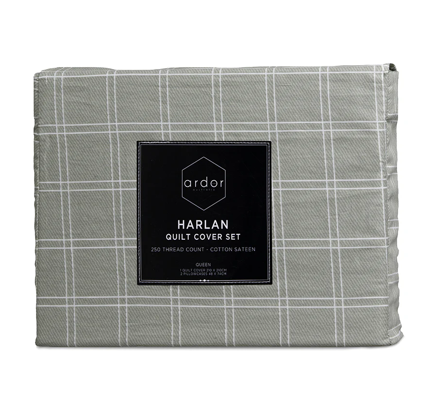 Harlan Quilt Cover Set Range Grey - Image 5