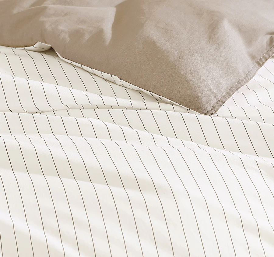 Khan Stripe Quilt Cover Set Range Stone - Image 2