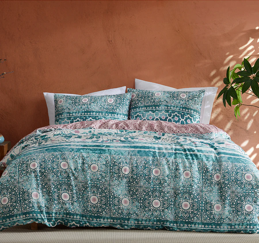 Lisbon Quilt Cover Set Range Teal
