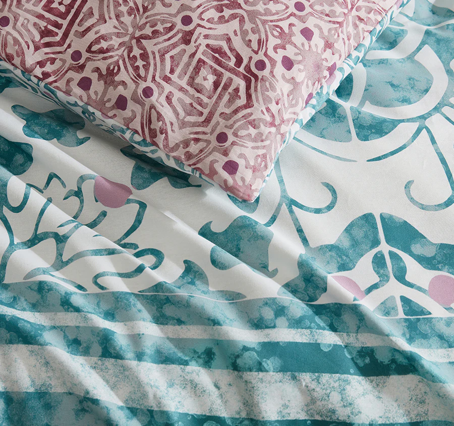 Lisbon Quilt Cover Set Range Teal - Image 2
