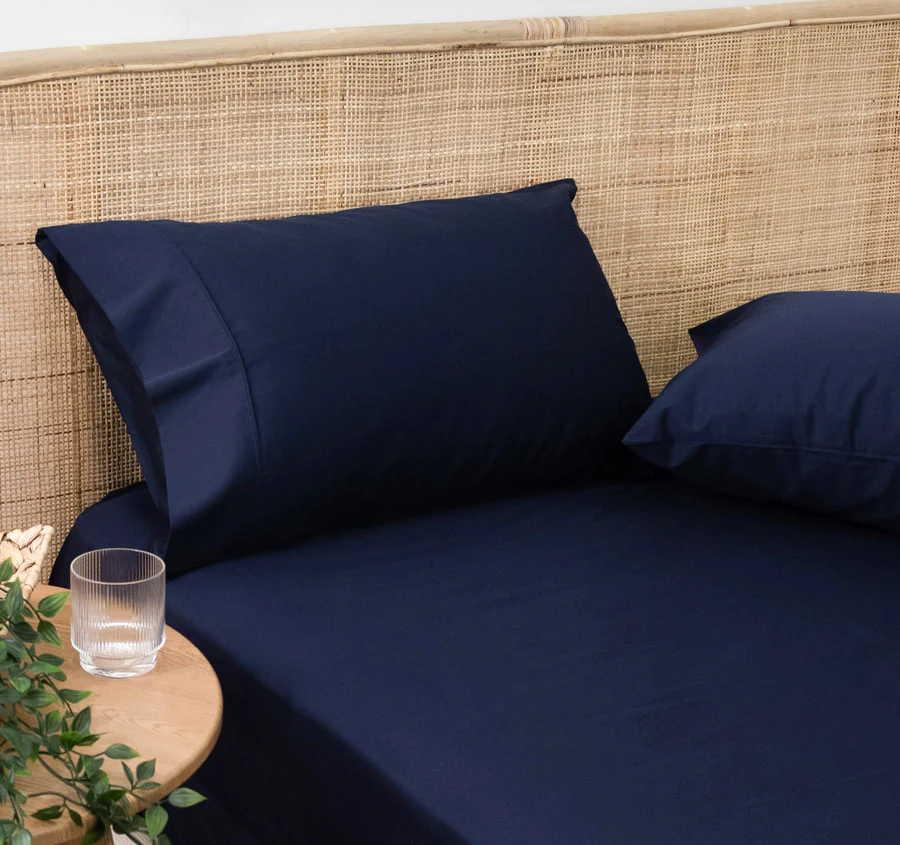 Bamboo Eco 400THC Cotton Standard Pillowcase Pair Navy - Image 4