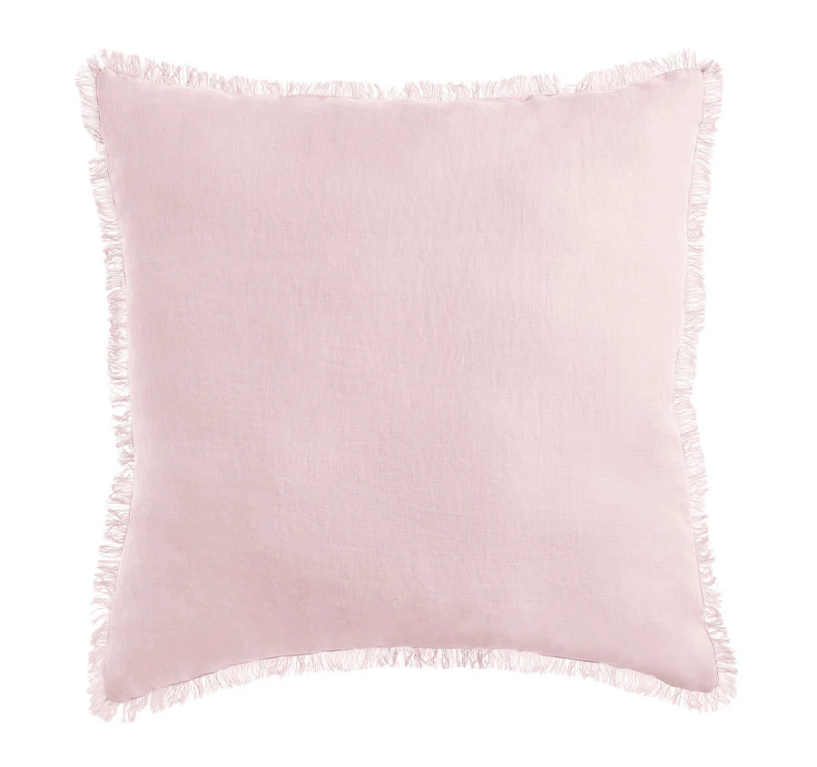 Stonewashed French Linen 55x55cm Cushion Blush