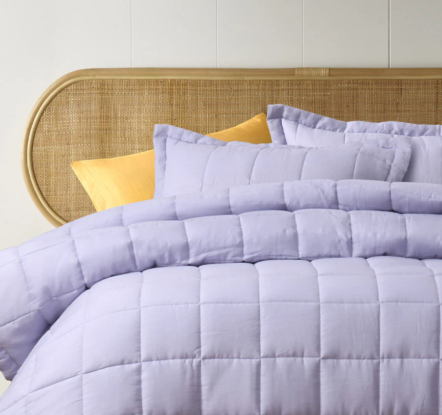 Stonewashed French Linen Coverlet Set Range Lilac - Image 4