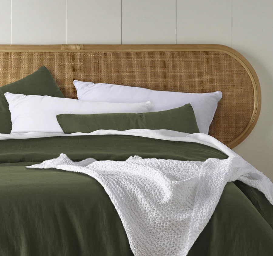 Stonewashed French Linen Quilt Cover Set Range Olive - Image 4