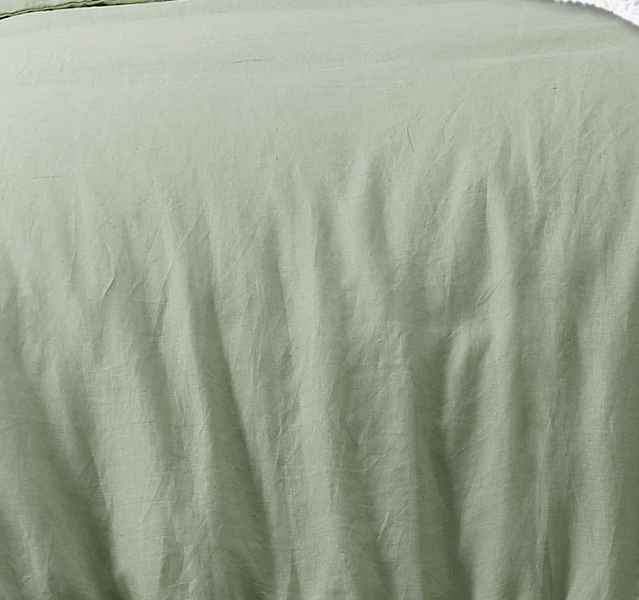 Stonewashed French Linen Quilt Cover Set Range Pistachio - Image 2
