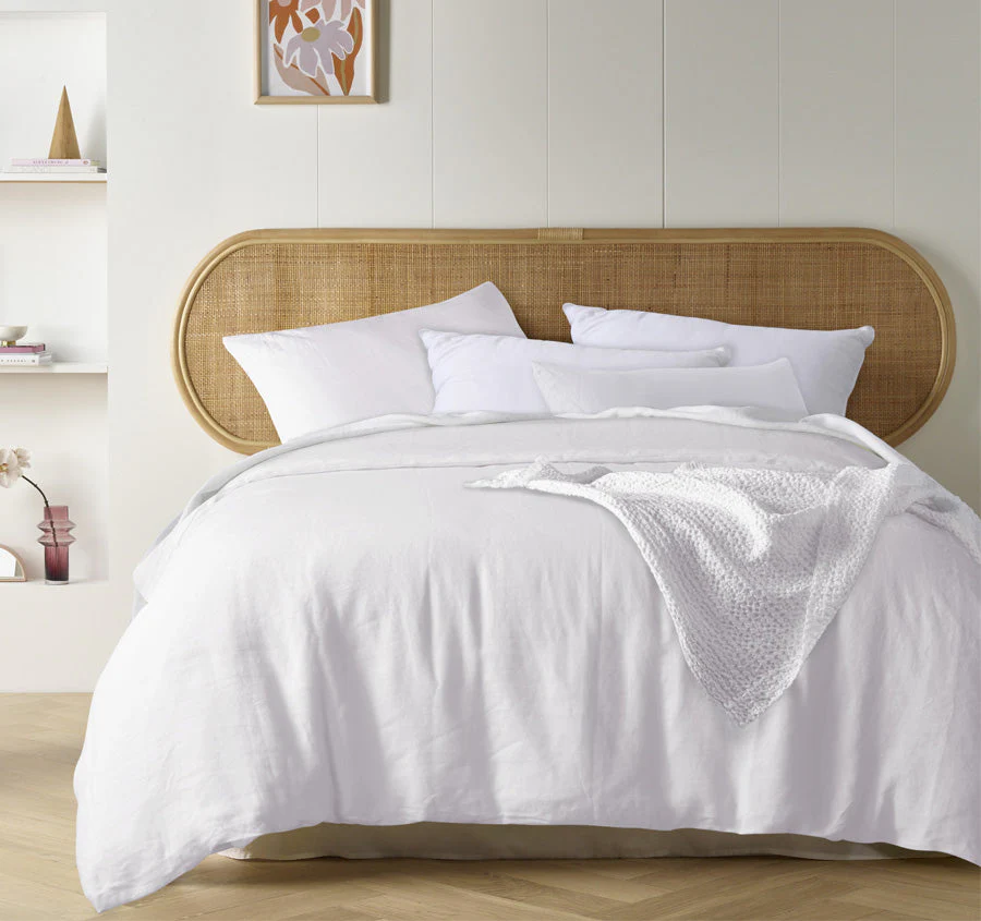Stonewashed French Linen Quilt Cover Set Range White