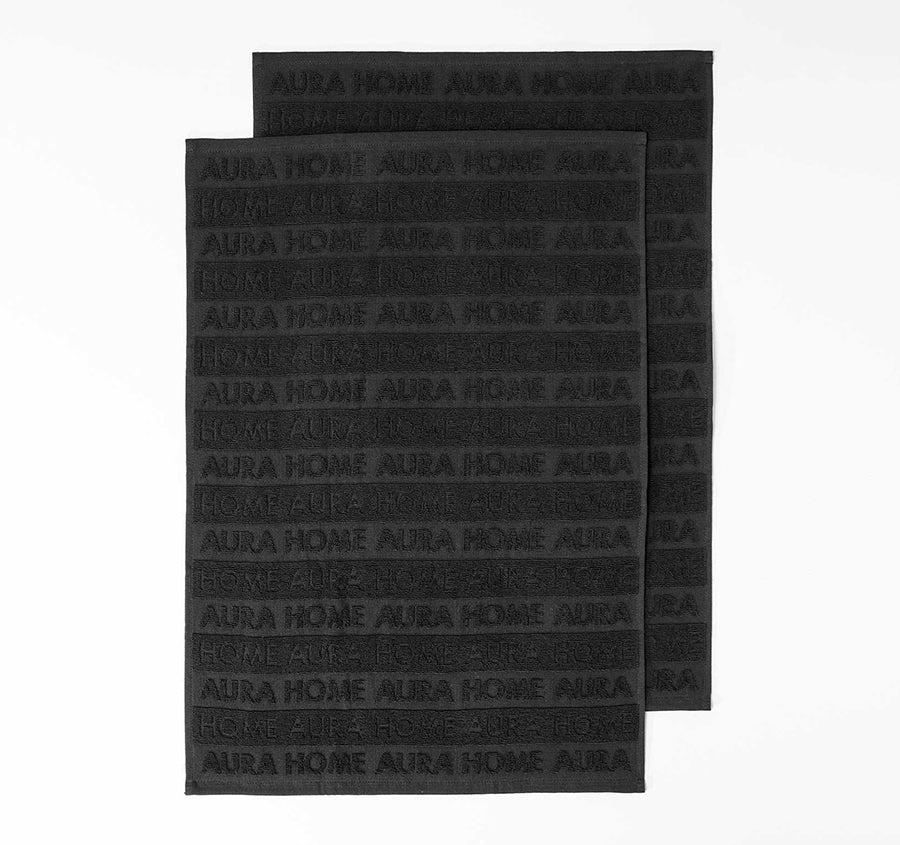 Ava Australian Cotton 2 Pack Tea Towel Black and Black