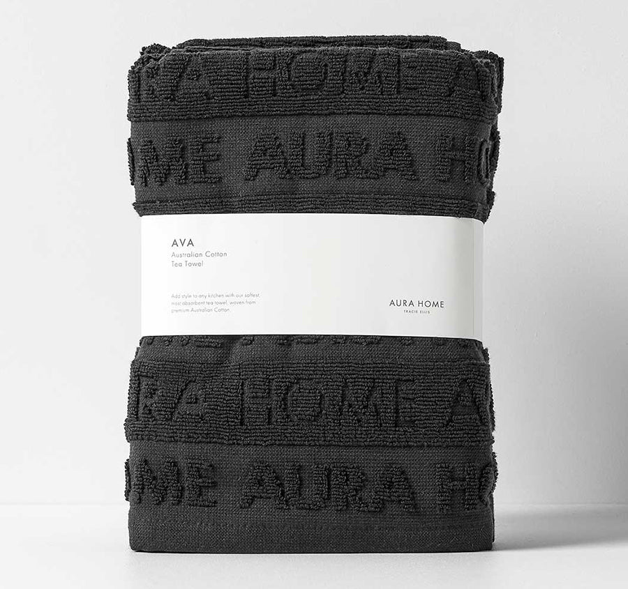 Ava Australian Cotton 2 Pack Tea Towel Black and Black - Image 4