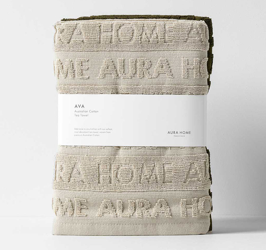 Ava Australian Cotton 2 Pack Tea Towel Natural and Khaki - Image 4