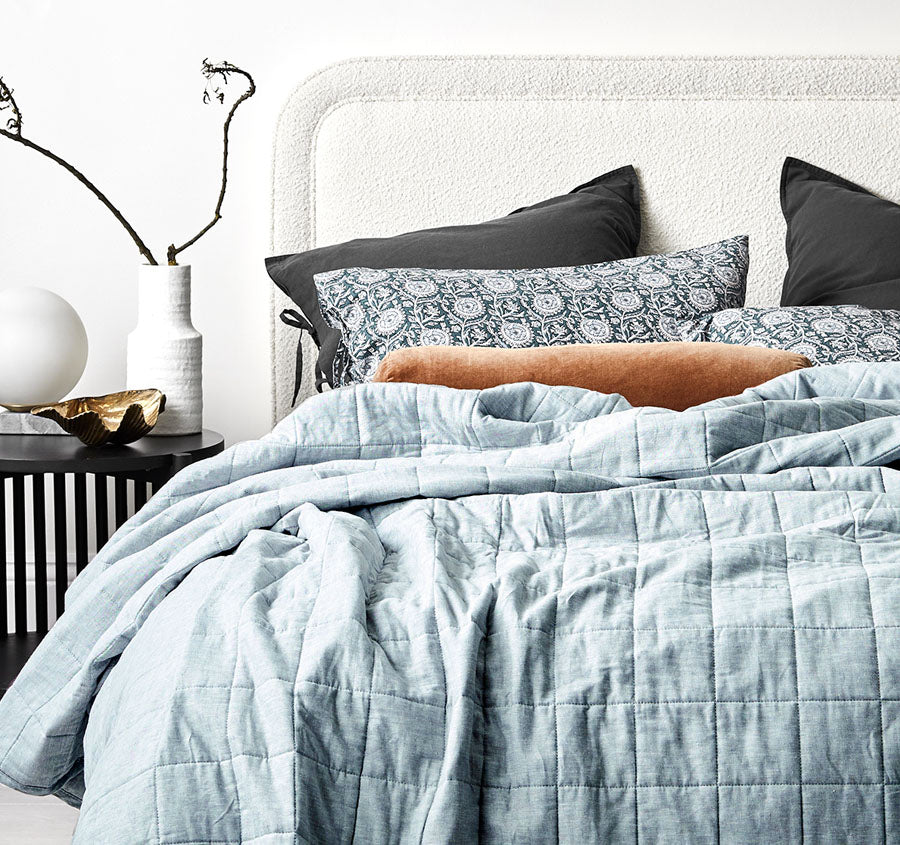 Chambray Bed Cover Bluestone - Image 4