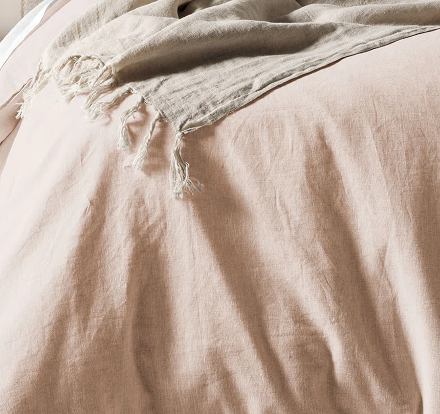 Chambray Fringe Quilt Cover Range Shell Pink - Image 2
