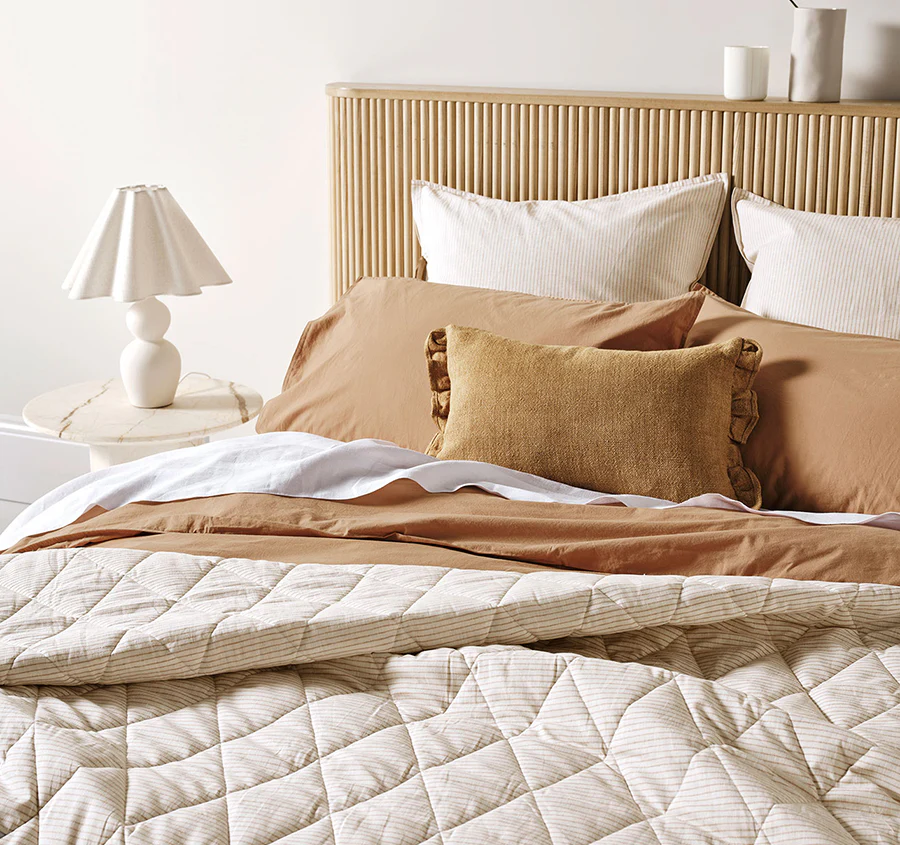 Chambray Mini Stripe Coverlet Taupe - Image 4