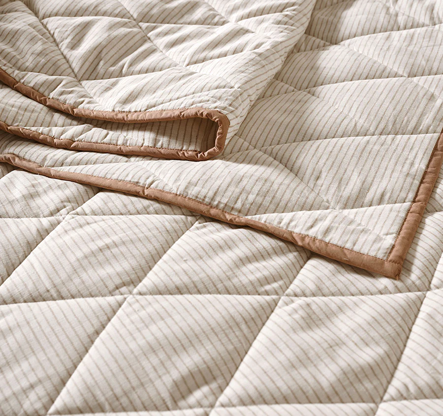 Chambray Mini Stripe Coverlet Taupe - Image 5