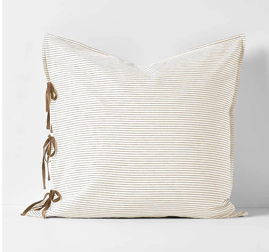 Chambray Mini Stripe European Pillowcase Taupe