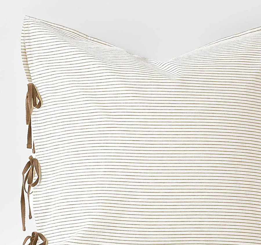 Chambray Mini Stripe European Pillowcase Taupe - Image 2