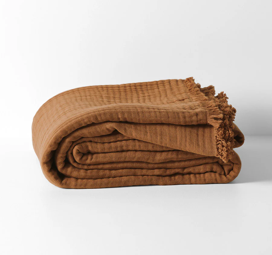 Crinkle 150x200cm Throw Rug Pecan - Image 3